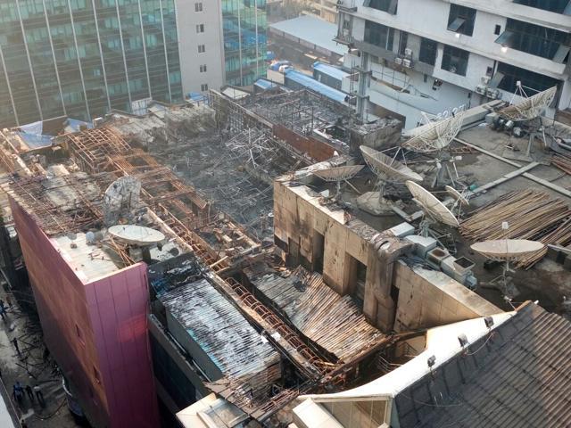 The site of the fire after it was completely doused. The building, in Central Mumbai, houses some commercial establishments including hotels. The exact cause of the fire is yet to be ascertained, said a police official. (ANSHUMAN POYREKAR/HT PHOTO) The site of the fire after it was completely doused. The building, in Central Mumbai, houses some commercial establishments including hotels. The exact cause of the fire is yet to be ascertained, said a police official. (ANSHUMAN POYREKAR/HT PHOTO)