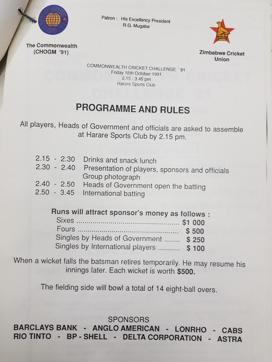 The rules for the Commonwealth Cricket Challenge of 1991. (HT Photo)