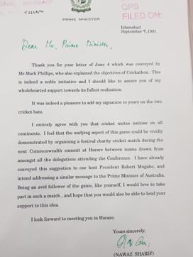 Former Pakistan prime minister Nawaz Sharif’s letter to his then British counterpart John Major. (HT Photo)
