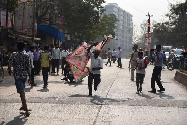 RPI protesters in Powai. (Satish Bate/HT Photo) RPI protesters in Powai. (Satish Bate/HT Photo)