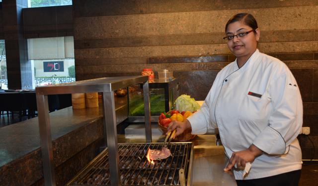 The Lalit Chandigarh’s executive chef Nandita Karan at work. (Sant Arora/HT ) The Lalit Chandigarh’s executive chef Nandita Karan at work. (Sant Arora/HT )
