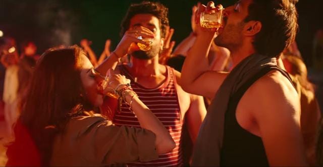 Nushrat Bharucha, Kartik Aryan and Sunny Singh in Sonu Ke Titu Ki Sweety.