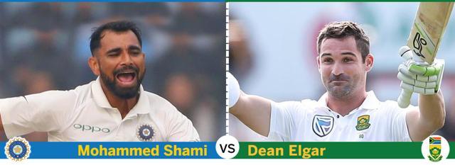 Indian cricket team pacer Mohammed Shami and South Africa cricket team opener Dean Elgar. (HT Photo) Indian cricket team pacer Mohammed Shami and South Africa cricket team opener Dean Elgar. (HT Photo)