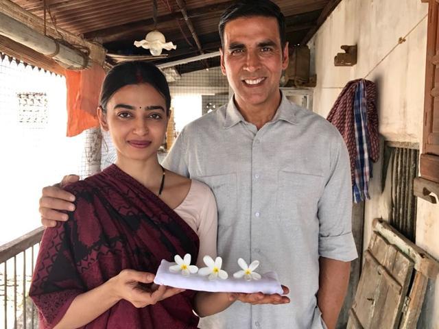Radhika Apte and Akshay Kumar in a still from their upcoming film, PadMan. Radhika Apte and Akshay Kumar in a still from their upcoming film, PadMan.