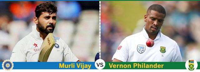 Indian cricket team opener Murali Vijay and South Africa cricket team pacer Vernon Philander (HT Photo) Indian cricket team opener Murali Vijay and South Africa cricket team pacer Vernon Philander (HT Photo)