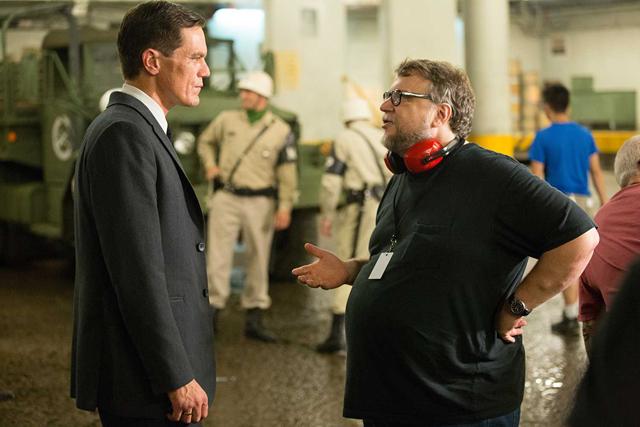 Guillermo del Toro and Michael Shannon on the sets of The Shape of Water. Guillermo del Toro and Michael Shannon on the sets of The Shape of Water.