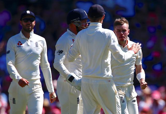 Mason Crane picked up the wicket of Usman Khawaja but England faced an uphill task. (REUTERS) Mason Crane picked up the wicket of Usman Khawaja but England faced an uphill task. (REUTERS)