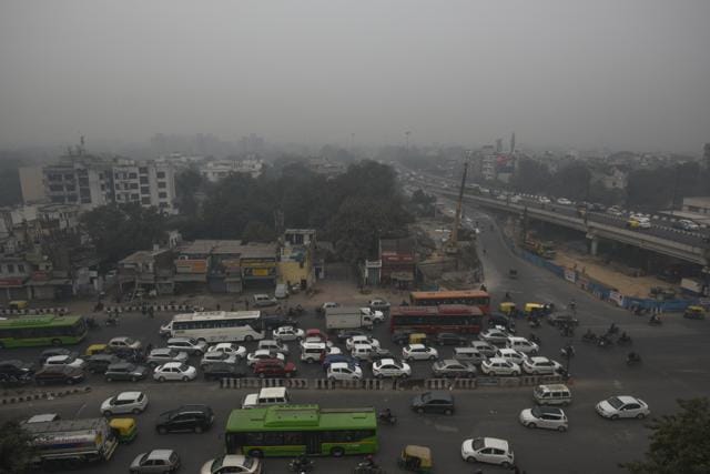 The Ashram Chowk intersection records 429,000 vehicles every day and adding to this is a bottleneck on the Bhogal side. (Burhaan Kinu/HT PHOTO) The Ashram Chowk intersection records 429,000 vehicles every day and adding to this is a bottleneck on the Bhogal side. (Burhaan Kinu/HT PHOTO)