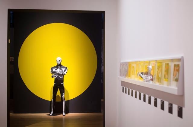 Satanik, a character from an Italian noir comic book, during a press preview of the exhibition. (AFP/BERTRAND LANGLOIS) Satanik, a character from an Italian noir comic book, during a press preview of the exhibition. (AFP/BERTRAND LANGLOIS)
