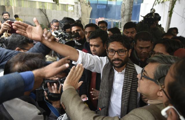 Gujarat MLA Jignesh Mevani speaks to the media before his rally in Delhi. (Vipin Kumar/ HT Photo) Gujarat MLA Jignesh Mevani speaks to the media before his rally in Delhi. (Vipin Kumar/ HT Photo)