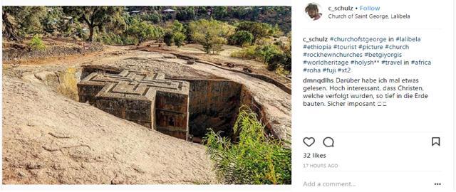Lalibela’s churches were carved out of soft volcanic rock, and are seen by looking down into the light-filled crevices that surround them. (c_schulz/Instagram) Lalibela’s churches were carved out of soft volcanic rock, and are seen by looking down into the light-filled crevices that surround them. (c_schulz/Instagram)