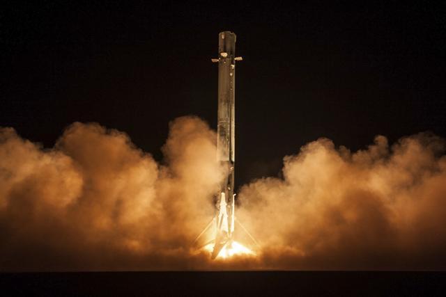 This photo made available by SpaceX shows the landing of the first stage of the Falcon 9 rocket at Cape Canaveral for the ‘Zuma’ US satellite mission. (AP Photo) This photo made available by SpaceX shows the landing of the first stage of the Falcon 9 rocket at Cape Canaveral for the ‘Zuma’ US satellite mission. (AP Photo)