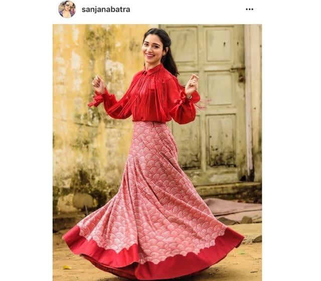 Tamannaah lived out her dancing girl emoji dreams with a flirty designer dress that gently swept the floor. (Instagram/ sanjanabatra) Tamannaah lived out her dancing girl emoji dreams with a flirty designer dress that gently swept the floor. (Instagram/ sanjanabatra)