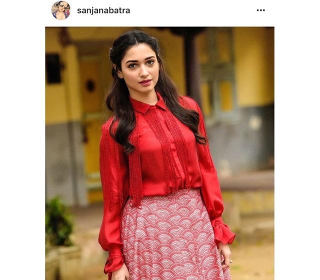 Tamannaah kept her hair and make-up soft and natural, but polished. (Instagram/ sanjanabatra) Tamannaah kept her hair and make-up soft and natural, but polished. (Instagram/ sanjanabatra)