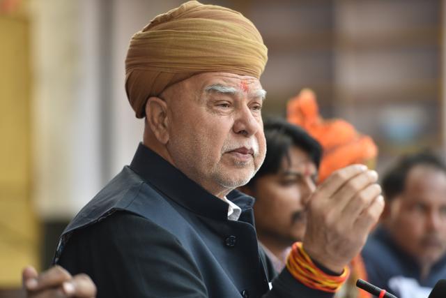 Lokendra Singh Kalvi, Chief of Karni Sena of Rajput during a Press Conference against Sanjay Leela Bhansali's Padmavat Movie at Press Club of India in New Delhi. (Sanchit Khanna/HT PHOTO)