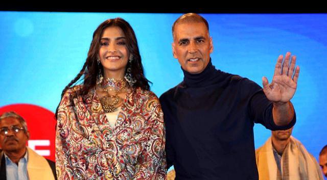 Sonam Kapoor and Akshay Kumar pose for a photograph during a promotional event in Mumbai. (AFP) Sonam Kapoor and Akshay Kumar pose for a photograph during a promotional event in Mumbai. (AFP)