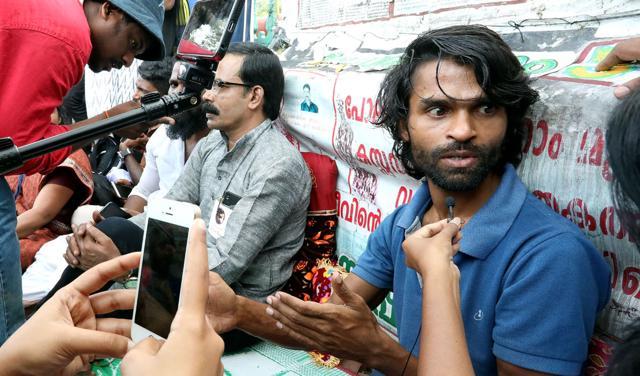 Sreejith being interviewed. (HT PHOTO)