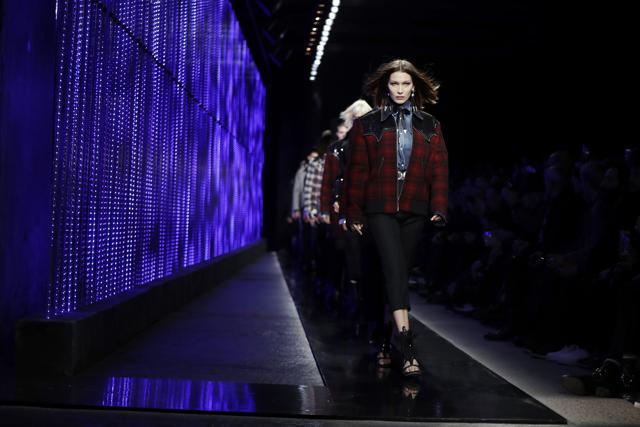 Model Bella Hadid wears a creation as part of the Dsquared2 Fall-Winter 2018-19 collection. (AP) Model Bella Hadid wears a creation as part of the Dsquared2 Fall-Winter 2018-19 collection. (AP)