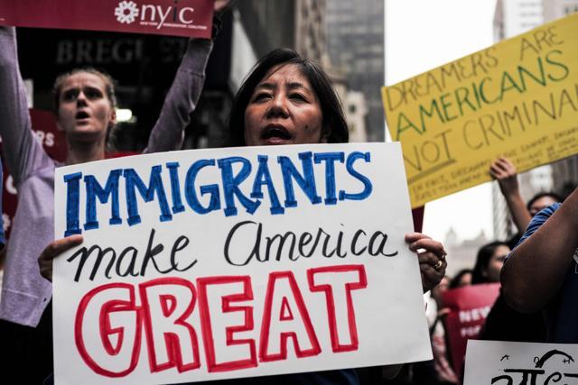 Protesters during a demonstration against US President Donald Trump during a rally in support of the Deferred Action for Childhood Arrivals (DACA), also known as Dream Act, near the Trump Tower in New York. (AFP File Photo) Protesters during a demonstration against US President Donald Trump during a rally in support of the Deferred Action for Childhood Arrivals (DACA), also known as Dream Act, near the Trump Tower in New York. (AFP File Photo)