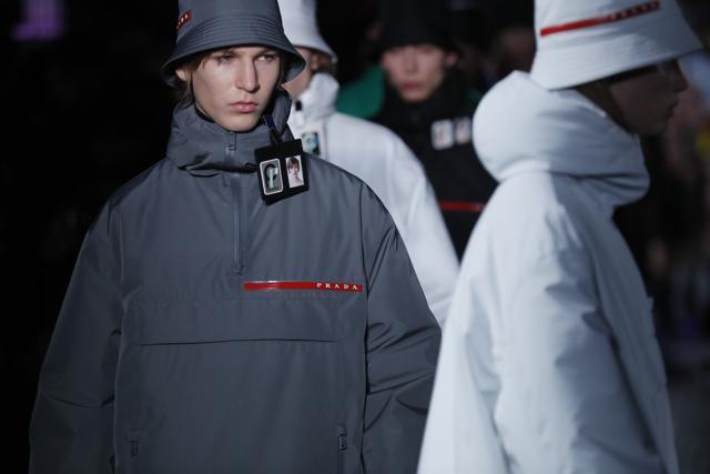 Prada enlisted architects to design new accessories, including a padded front pack that could stand in as a form of body amour, and a utility tool apron. (AP) Prada enlisted architects to design new accessories, including a padded front pack that could stand in as a form of body amour, and a utility tool apron. (AP)