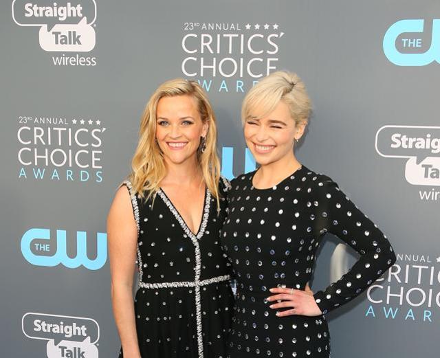 Reese Witherspoon (L) and Emilia Clarke arrive for the 23rd annual Critics' Choice Awards. (AFP) Reese Witherspoon (L) and Emilia Clarke arrive for the 23rd annual Critics' Choice Awards. (AFP)