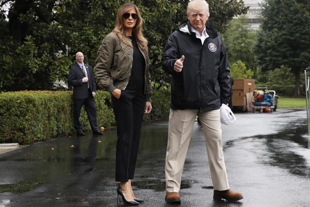 When she departed the White House to visit hurricane-damaged Texas last year, her impractically high stilettos, though chic, upstaged the trip and set off a social media backlash. She changed into sensible sneakers before deplaning in Texas. (AP) When she departed the White House to visit hurricane-damaged Texas last year, her impractically high stilettos, though chic, upstaged the trip and set off a social media backlash. She changed into sensible sneakers before deplaning in Texas. (AP)