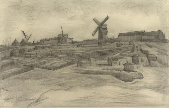 A drawing titled The Hill of Montmartre (1886) shares an unmistakable connection to the newly-discovered van Gogh drawing in terms of subject, size, style, technique and materials. (Vincent Van Gogh Foundation via AP) A drawing titled The Hill of Montmartre (1886) shares an unmistakable connection to the newly-discovered van Gogh drawing in terms of subject, size, style, technique and materials. (Vincent Van Gogh Foundation via AP)