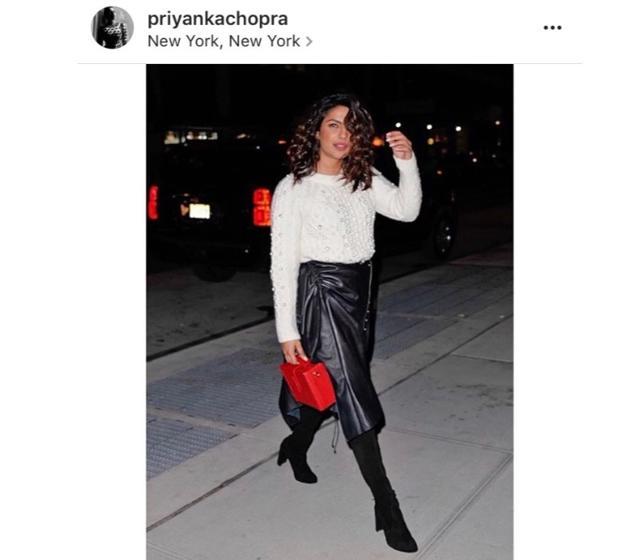 We knew that a leather skirt was a classic, but didn’t know just versatile it was till Priyanka showed up with one. (Instagram/ priyankachopra) We knew that a leather skirt was a classic, but didn’t know just versatile it was till Priyanka showed up with one. (Instagram/ priyankachopra)