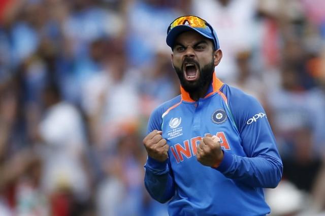 Virat Kohli celebrates the fall of a Pakistani batsman at the 2017 ICC Champions Trophy final in London. (Reuters) Virat Kohli celebrates the fall of a Pakistani batsman at the 2017 ICC Champions Trophy final in London. (Reuters)