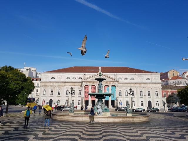 A view of Rossio square in downtown Lisbon. The wave-pattern of floor tiles symbolise a flood that had destroyed the city of Lisbon centuries ago. (Picture courtesy: Abhimanyu/Am Klicks) A view of Rossio square in downtown Lisbon. The wave-pattern of floor tiles symbolise a flood that had destroyed the city of Lisbon centuries ago. (Picture courtesy: Abhimanyu/Am Klicks)