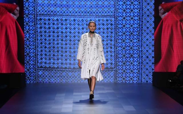 Anjali Lama became the first transgender model to walk the ramp at Lakmé Fashion Week. (Photo courtesy: Lakmé Fashion Week Summer/Resort 2017)