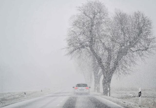 A car drives through fresh snowfall on a street close to Wriezen, eastern Germany. (AFP Photo) A car drives through fresh snowfall on a street close to Wriezen, eastern Germany. (AFP Photo)