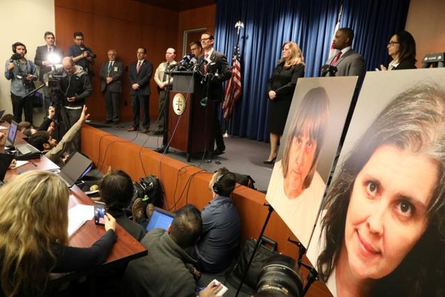 Riverside County district attorney Mike Hestrin announces charges against David Turpin and Louise Turpin in Riverside, California, on Thursday. (Reuters)