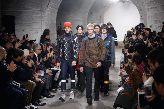 Models present creations for Junya Watanabe. (AFP/Francois Guillot) Models present creations for Junya Watanabe. (AFP/Francois Guillot)