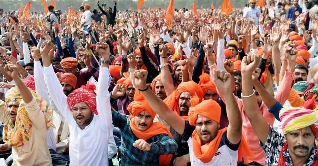 Gandhinagar: Members of Sri Rajput Karni Sena shout slogans during a massive protest rally against Sanjay Leela Bhansali's movie Padmaavat. (PTI) Gandhinagar: Members of Sri Rajput Karni Sena shout slogans during a massive protest rally against Sanjay Leela Bhansali's movie Padmaavat. (PTI)
