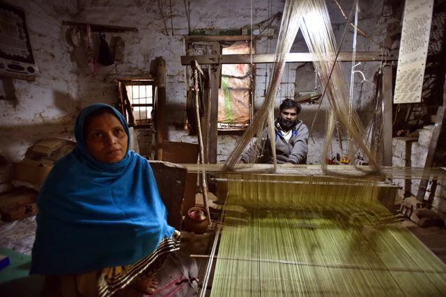 Forty-five-year-old Mohammad Sayeed started weaving when he was a child. But he says, the younger generation, including his son, don’t want to be a part of the handloom industry anymore. (Raj K Raj/HT PHOTO) Forty-five-year-old Mohammad Sayeed started weaving when he was a child. But he says, the younger generation, including his son, don’t want to be a part of the handloom industry anymore. (Raj K Raj/HT PHOTO)