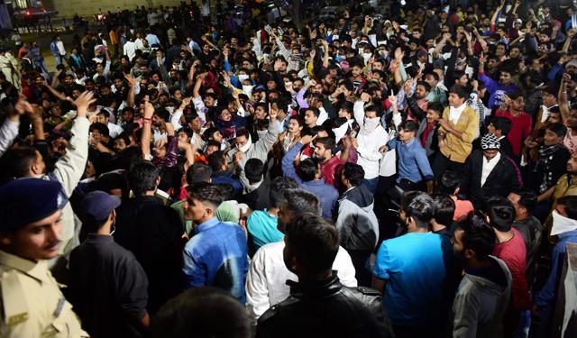 Members of the Rajput community protest against the release of Sanjay Leela Bansali's film ‘Padmaavat’ in Ahmedabad on Tuesday. (PTI) Members of the Rajput community protest against the release of Sanjay Leela Bansali's film ‘Padmaavat’ in Ahmedabad on Tuesday. (PTI)