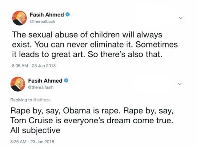The controversial tweets by Fasih Ahmed, the editor of Newsweek Pakistan. (Twitter screengrab) The controversial tweets by Fasih Ahmed, the editor of Newsweek Pakistan. (Twitter screengrab)