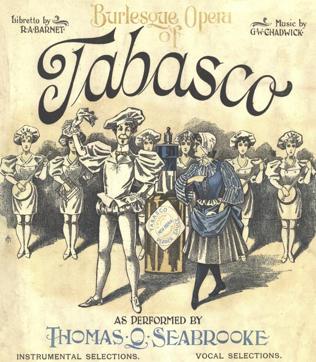 This image provided by Courtesy McIlhenny Company Archives shows cover art for sheet music from the original Tabasco opera in 1894. Love, hate and hot sauce are themes of the 19th century comic opera being produced this year as a kickoff to the city’s 300th anniversary, the 150th for Tabasco sauce and the New Orleans Opera’s 75th. (AP) This image provided by Courtesy McIlhenny Company Archives shows cover art for sheet music from the original Tabasco opera in 1894. Love, hate and hot sauce are themes of the 19th century comic opera being produced this year as a kickoff to the city’s 300th anniversary, the 150th for Tabasco sauce and the New Orleans Opera’s 75th. (AP)
