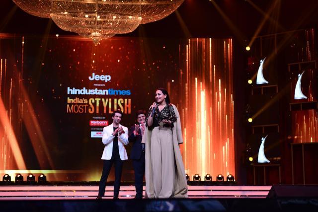 Sonakshi Sinha gives a speech. (HT Photo)