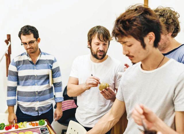 Chef Rene and his crew taste the ingredients before making the meal (Vincent Long) Chef Rene and his crew taste the ingredients before making the meal (Vincent Long)