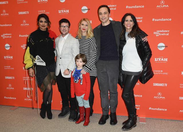 Priyanka Chopra, Silas Howard, Claire Danes, Leo James, Jim Parsons and Amy Landecker attend the A Kid Like Jake Premiere during the 2018 Sundance Film Festival at Eccles Center Theatre on January 23, 2018 in Park City, Utah. (AFP)