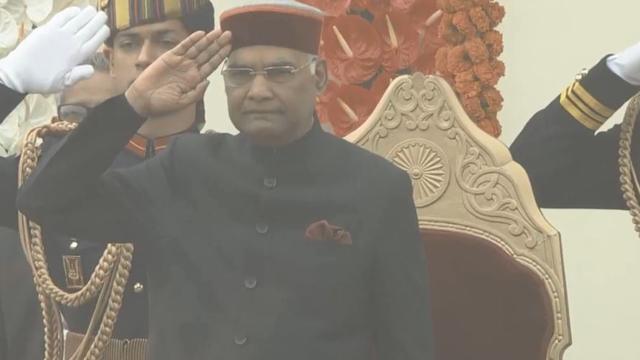 President Ram Nath Kovind at the 69th Republic Day in New Delhi on Friday. (Doordarshan)