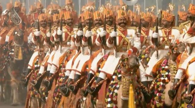BSF Camel Contingent at the 69th Republic Day in New Delhi on Friday. (Doordarshan)