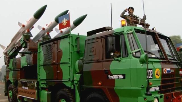 Akash Weapon System was showcased at the parade on Friday. (Doordarshan)