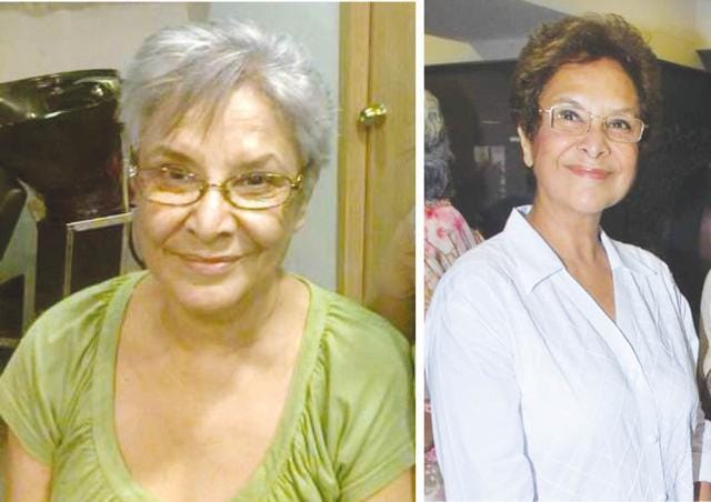 Hair stylist Nalini Naegamvala of Nalini & Yasmin Salon & Spa after and before she went grey Hair stylist Nalini Naegamvala of Nalini & Yasmin Salon & Spa after and before she went grey