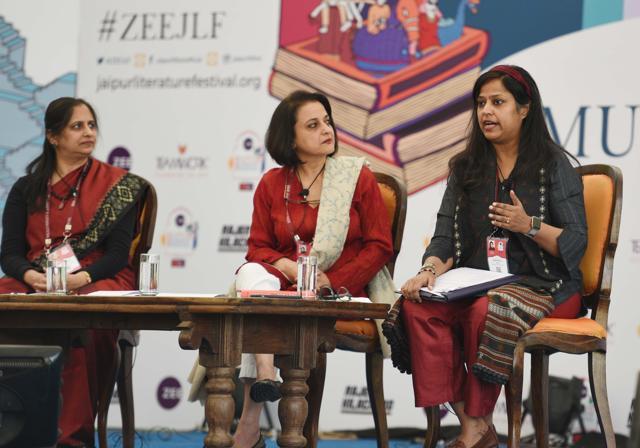 Kota Neelime introduced her book Widows of Vidarbha: Making of Shadows during the session. (Raj K Raj/HT PHOTO) Kota Neelime introduced her book Widows of Vidarbha: Making of Shadows during the session. (Raj K Raj/HT PHOTO)