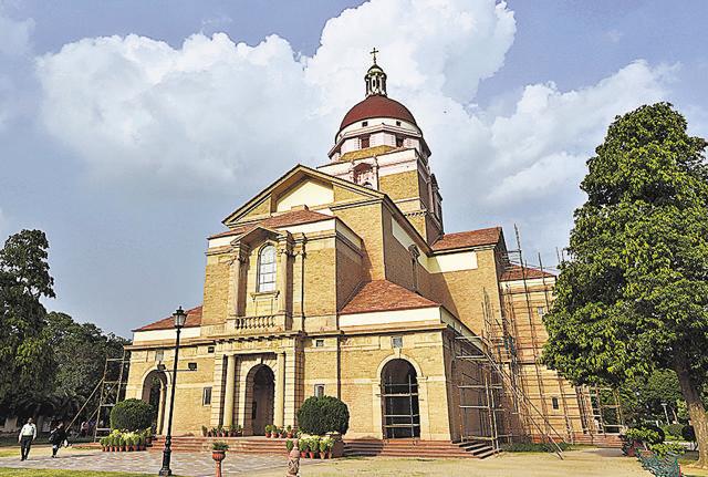 The bungalows around the Secretariat buildings (today’s North and South Block), the Church of Redemption (above), the Parliament House, India Gate, the glittery arcade of Connaught Place — all helped form a new map of Delhi. (HT Archive) The bungalows around the Secretariat buildings (today’s North and South Block), the Church of Redemption (above), the Parliament House, India Gate, the glittery arcade of Connaught Place — all helped form a new map of Delhi. (HT Archive)