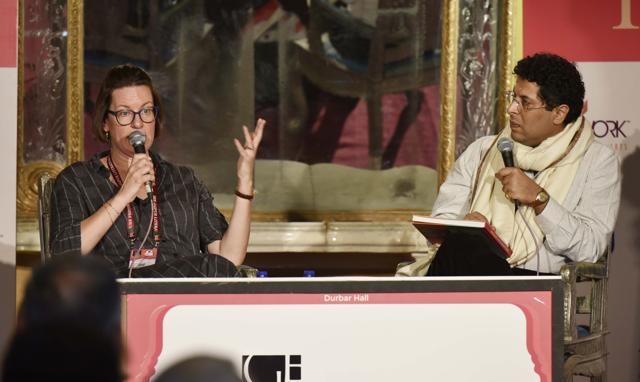 Schrader was in conversation with Delhi-based historian and curator Naman P. Ahuja. (Raj K Raj/HT PHOTO) Schrader was in conversation with Delhi-based historian and curator Naman P. Ahuja. (Raj K Raj/HT PHOTO)