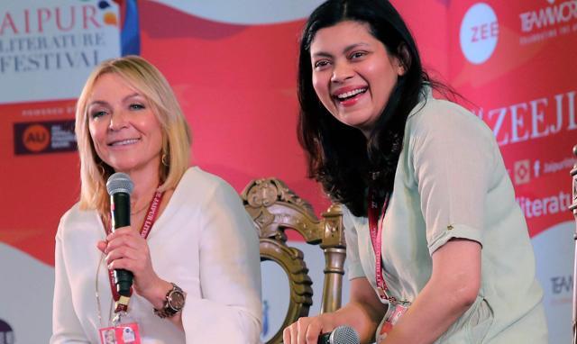 Helen Fielding, author of Bridget Jones’s Diary, during her session with publisher Meru Gokhale on Saturday. (PTI) Helen Fielding, author of Bridget Jones’s Diary, during her session with publisher Meru Gokhale on Saturday. (PTI)